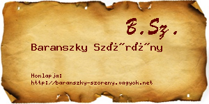 Baranszky Szörény névjegykártya